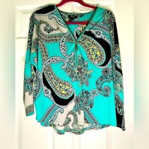 Alfani PL seafoam/teal zip top EUC